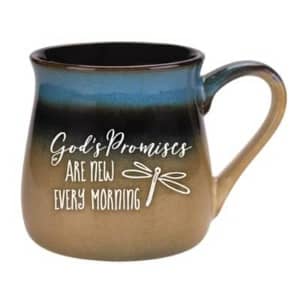 God's Promises Are New Every Morning Rustic Glazed Ceramic Mug, 16 ounces