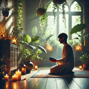 person praying in a quiet room