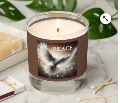 Peace Dove Brown Background Soy Candle