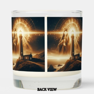 Zazzle Let Your Light Shine Lighthouse Soy Candle Back View