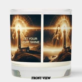 Zazzle Let Your Light Shine Lighthouse Soy Candle Front View