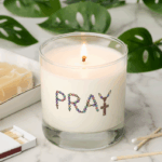 PRAY Rosary & Praying Hands Scented Jar Candle