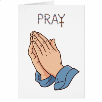 PRAY Rosary & Praying Hands Sympathy Card