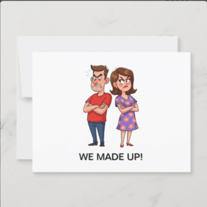 We Made Up! Humorous Couple's Postcard