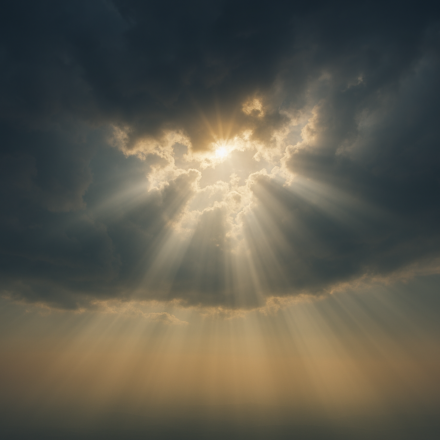 Soft light breaking through clouds, symbolizing God’s mercy and hope.