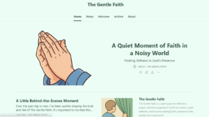 Substack home page for The Gentle Faith